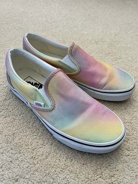 Vans Classic Slip-On Aura Shift Multi Pastel Tie Dye Sneakers Womens 7.5